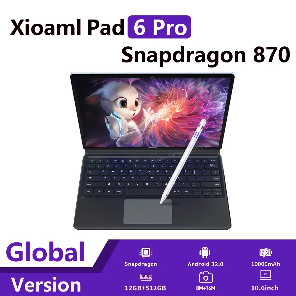 

Новинка 2023, оригинальный телефон, планшет 6 Pro, Android 12,0, Snapdragon 870, планшетный ПК, телефон с двумя SIM-картами или Wi-Fi, HD 4K, MI, 10000 мАч