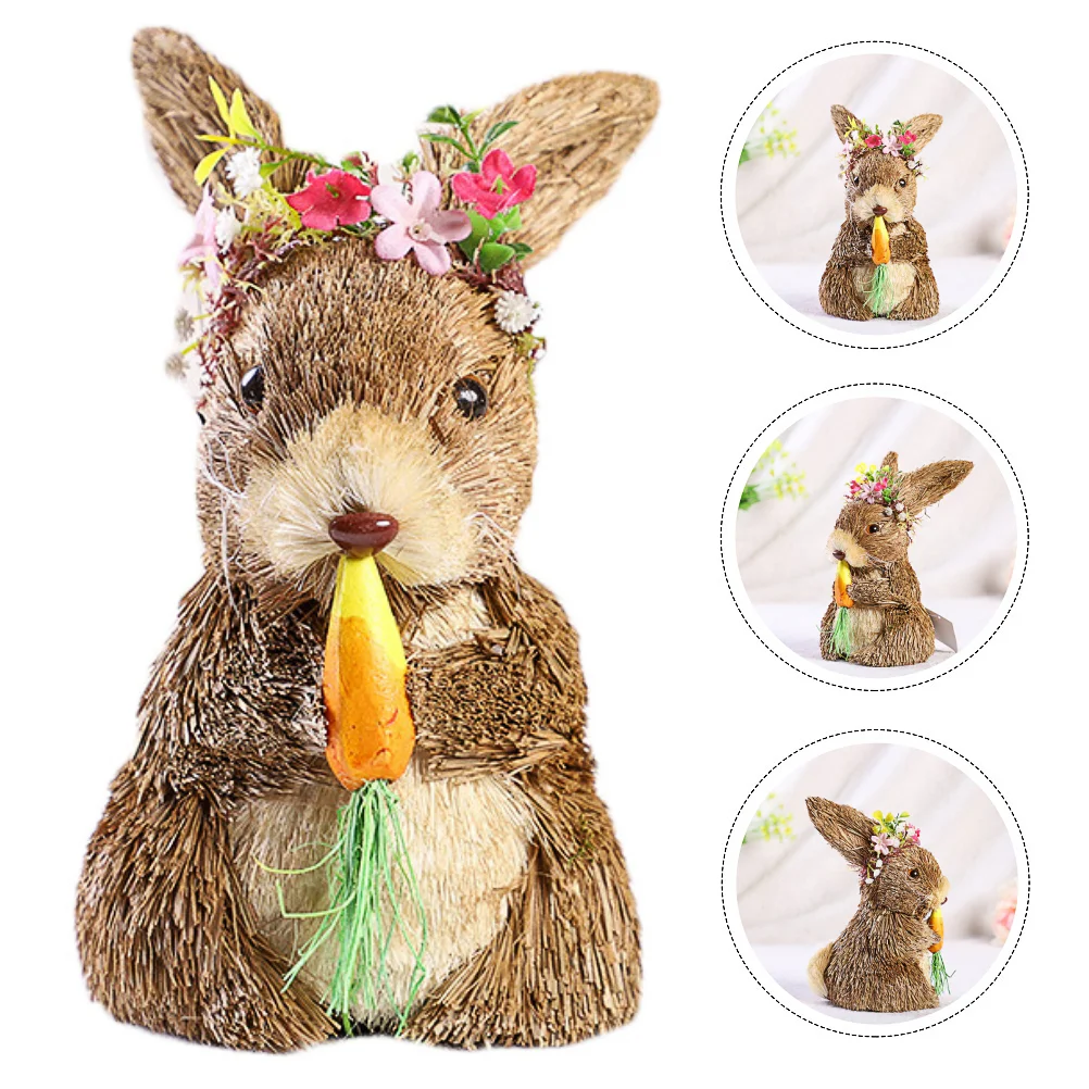 

Rabbit Bunny Easter Table Sculpture Decor Figure Ornament Creative Decoration Bird Decoy Miniature Decorations Fake Garden