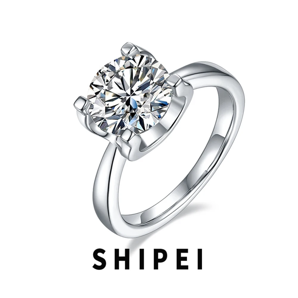 

SHIPEI 0,5-3 карата круглый D Муассанит бриллиант Драгоценный Камень Обручальное классическое кольцо ювелирные изделия 100% искусственное серебро Подарок на годовщину