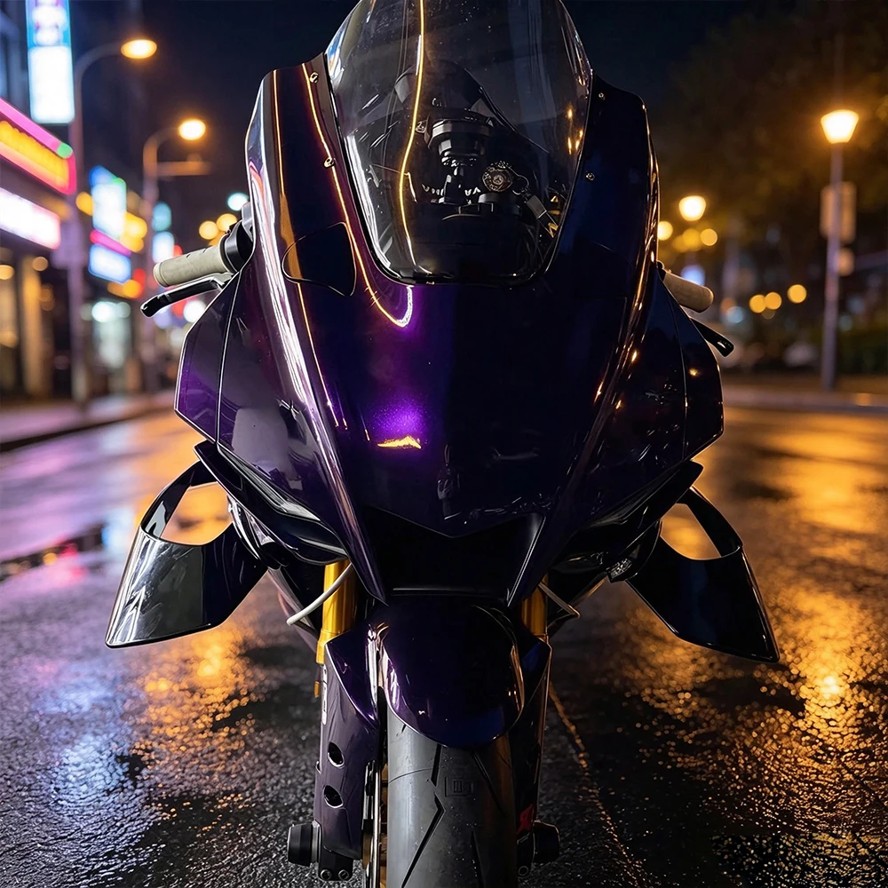 Фото Для YAMAHA YZF-R1 YZF R1M 2020-2027 2026 2025: Боковые фиксированные аэродинамические спойлеры-винглеты из карбона и АБС-пластика для мотоциклов №3