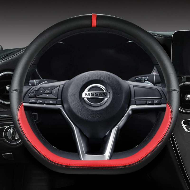 Car Steering Wheel Cover D Type PU Leather For Nissan X-trail Qashqai Rogue Sport Rogue 2017 2018 2019 2020 2021 Altima Versa Car Steering Wheel Cover D Type PU Leather For Nissan X-trail Qashqai Rogue Sport Rogue 2017 2018 2019 2020 2021 Altima Versa