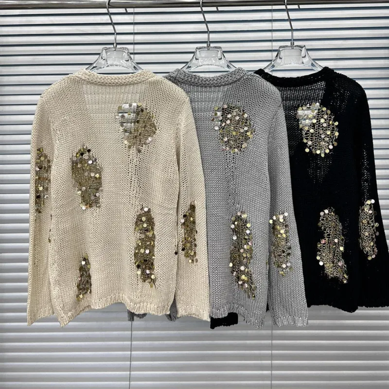 [ZOCI] Легкий роскошный шикарный однобортный вязаный кардиган ранней осени с