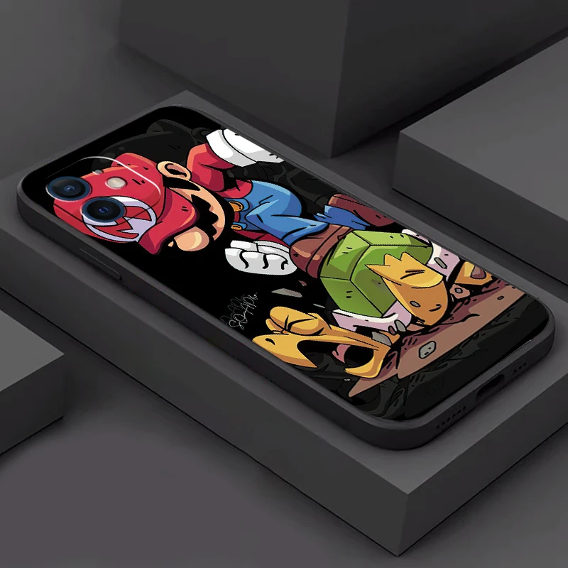 super mario phone case for funda iphone 11 13 pro max 12 mini x xr xs max 6 6s 7 8 plus back liquid silicon coque celular etui free global shipping