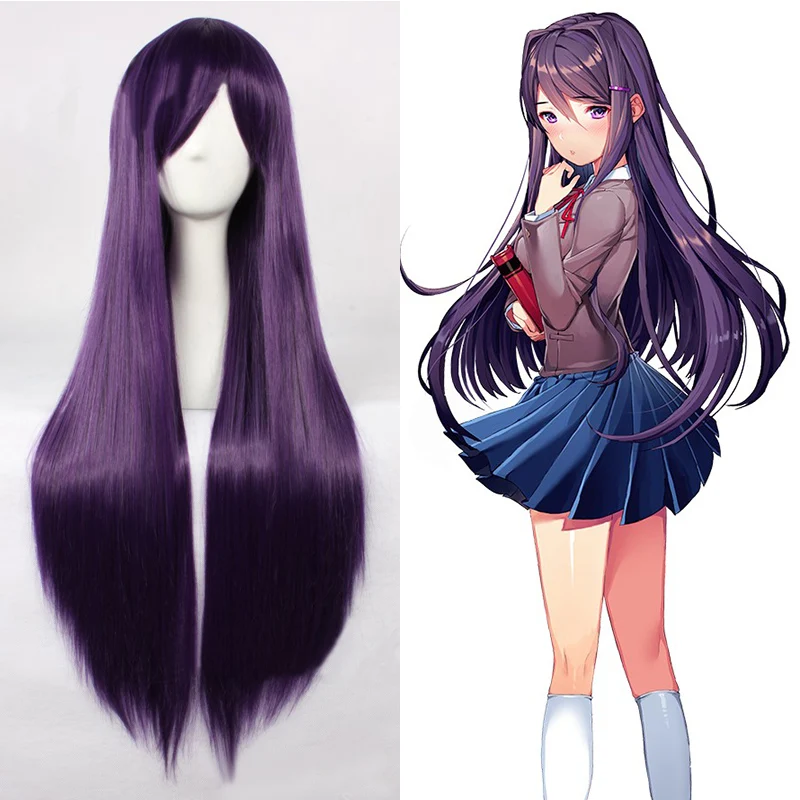 

Высококачественный DDLC парик, игра Doki, Литературный клуб! Yuri 80 см фиолетовые длинные термостойкие волосы парики косплей синтетические