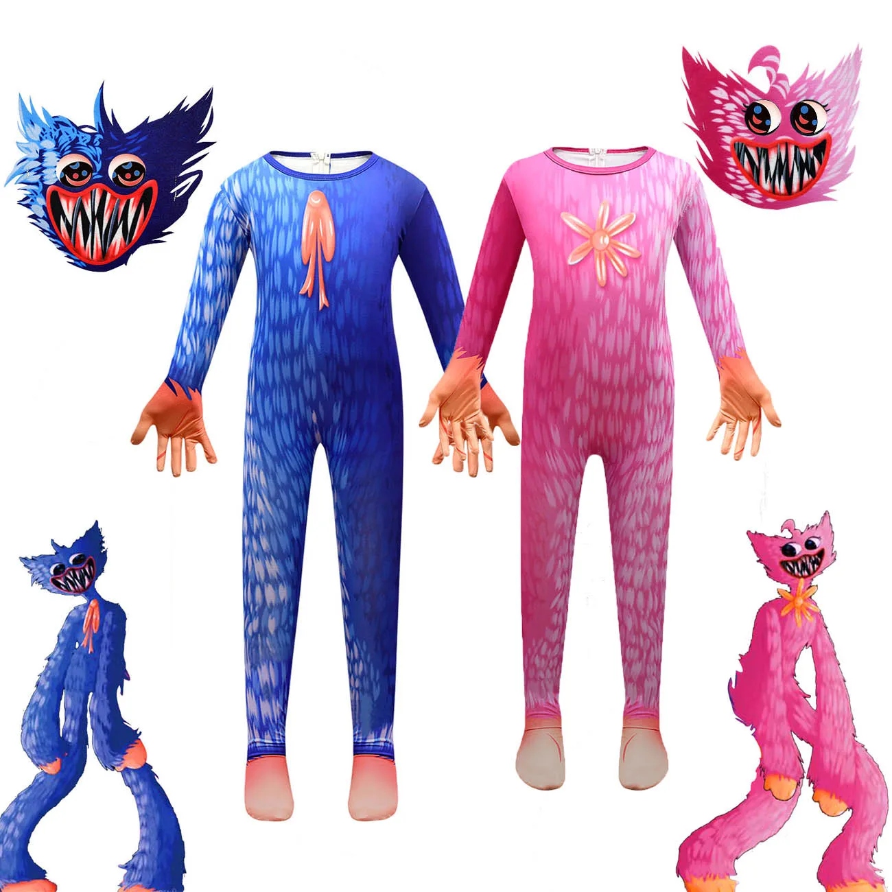 

2022 New Huggy Wuggy Costume Poppy Playtime Game Cosplay Jumpsuit Suits Clothes Hot Scary Party Gifts For Kids