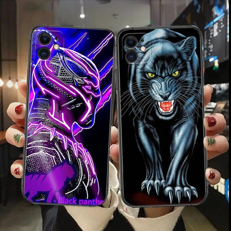 

black panther luxury phone case For IPhone 13 12 11 Pro Max Mini SE XR X XS Max 8Plus 7plus 6 6S New Shell Black phone cover