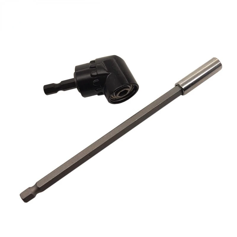 

2Pcs 150mm 1/4" Hex Magnetic Bit Holder Screwdriver Bars Power Extension Rod Drill Driver + 105 Degree Right Angle Driver Black