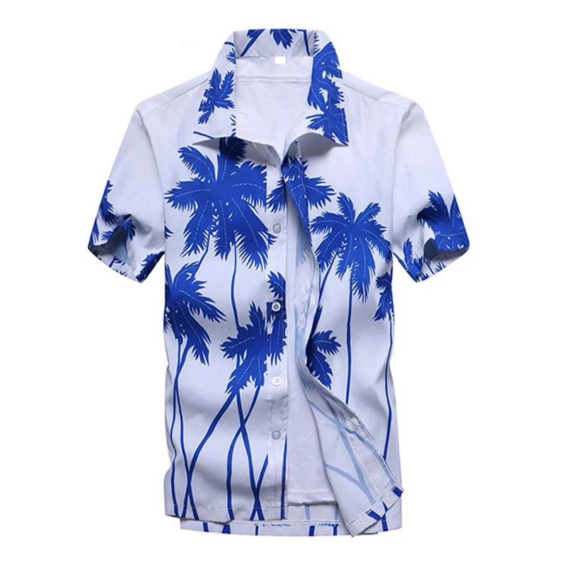 Summer Luxury Shirts Men Hawaii Coconut Tree 3d Shirts Print Hawaiian Shirt Short Sleeve Button Down Beach Casual Mens Clothing