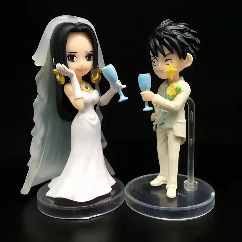 

2Pcs/Set 7-8cm Cartoon Anime OP Luffy Boa Hancock Wedding Ver. PVC Action Figure Collectible Model Toy
