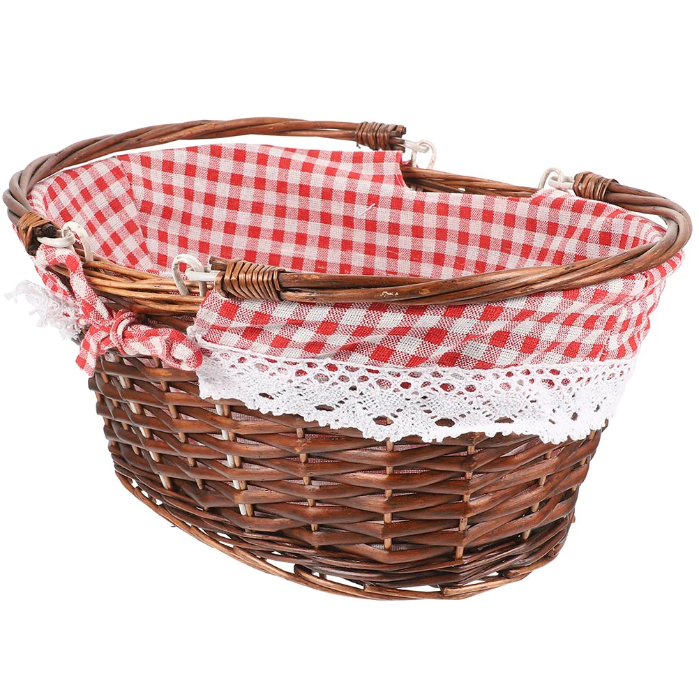 

Picnic Basket Woven Shopping Vegetable Food Flower Girl Snacks Serving Fruit Container Egg