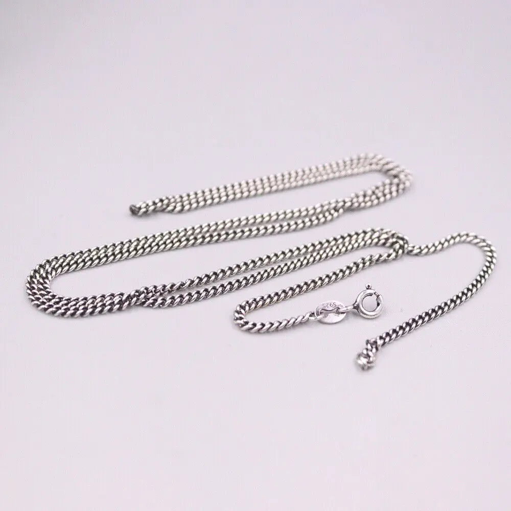 

Real 925 Sterling Silver Necklace 2mm Classic Curb Link Chain 21.6" L S925