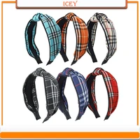1pc fabric bow headbands broadside headwear knotted lattice scrunchie hair accessories set