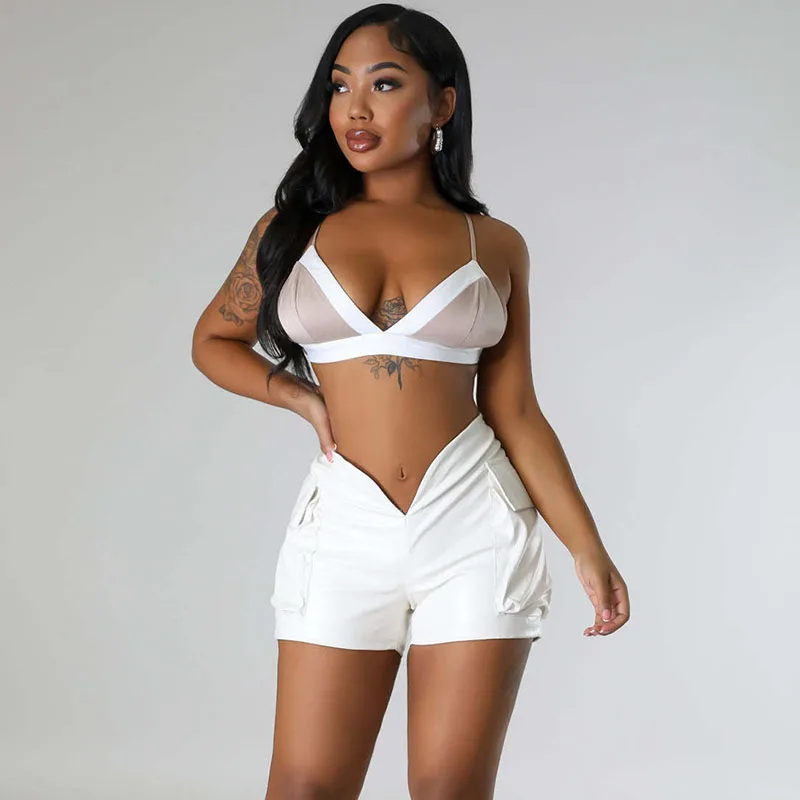 Znaiml Low Waist Slim Bottoms Pockets INS Booty Shorts for Women Clothes Trousers Y2K Style Streetwear PU Leather Pants Femme