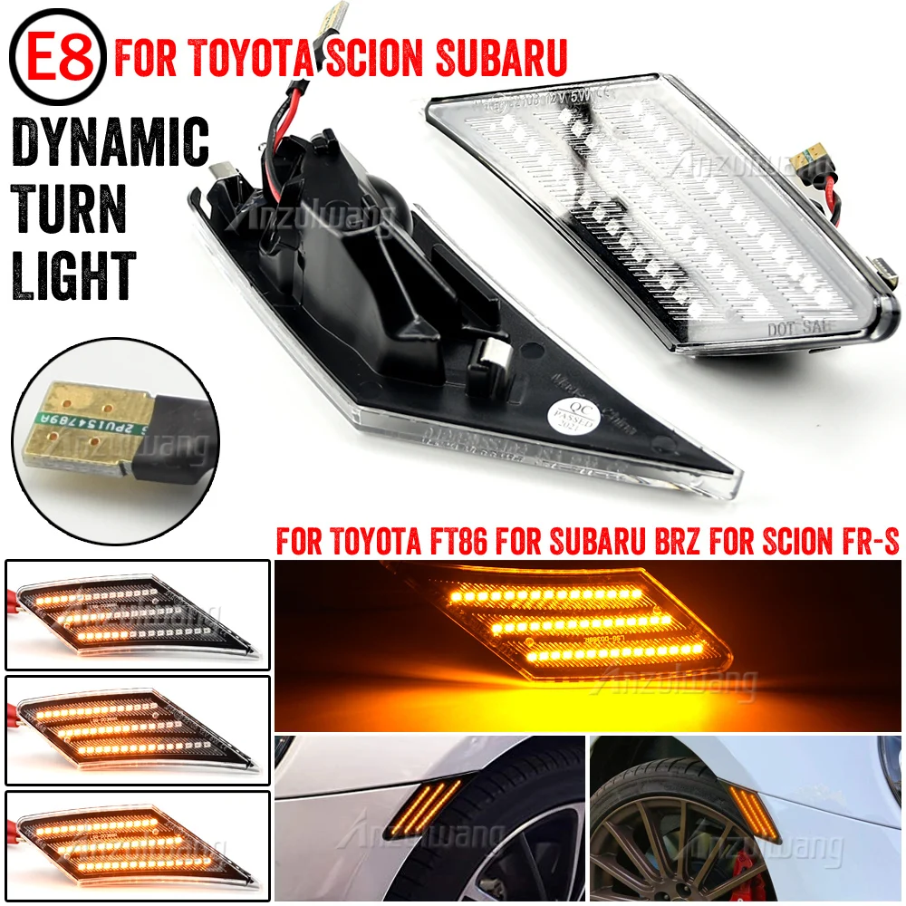 

2pcs Dynamic Abmer Led Front Bumper Reflector Side Marker Light Turn Siganl Lamps For Toyota FT86 Subaru Brz Scion FR-S 13-19