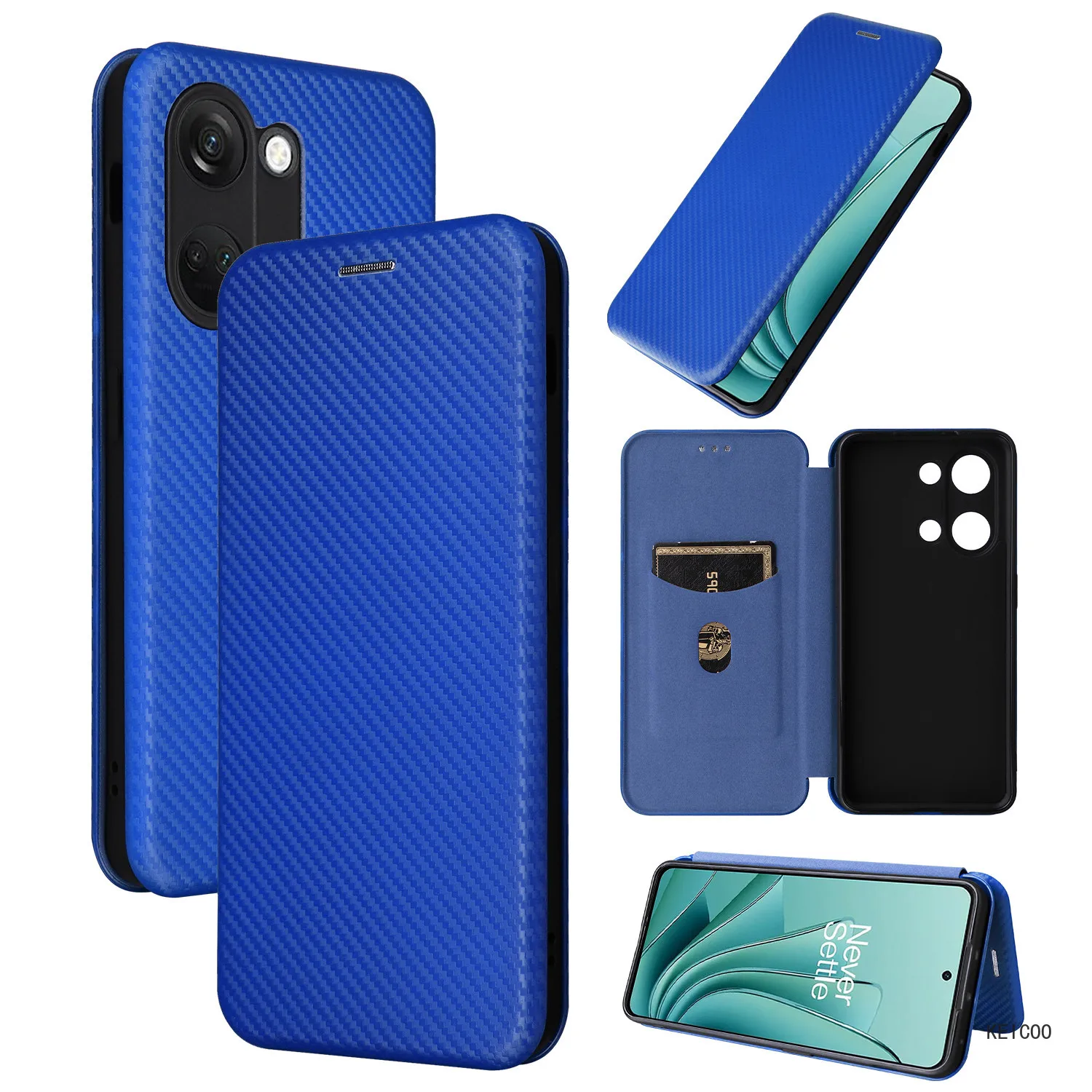 

Carbon Fibre Anti-fall Leather Case For OnePlus Ace 2V 1+Ace2V 11R 10R 10T PHP110 Etui Dustproof Business Card Slots Wallet Clip