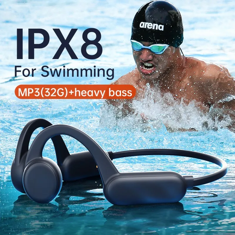 For Xiaomi Sony Wireless Earphone Bone Conduction Bluetooth Swimming IPX8 Waterproof Headphone With 32G RAM Mp3 Music Microphone