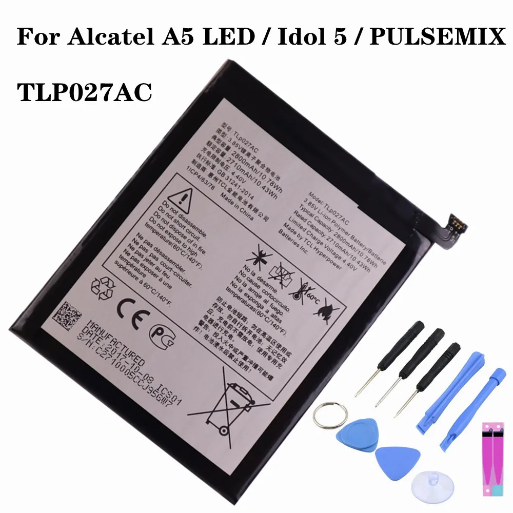 

2800mAh TLP027AC TLP027AJ Battery For Alcatel A5 LED / Idol 5 / PULSEMIX 5085D 5085Y 6085D OT5085C Phone Replacement Batteries