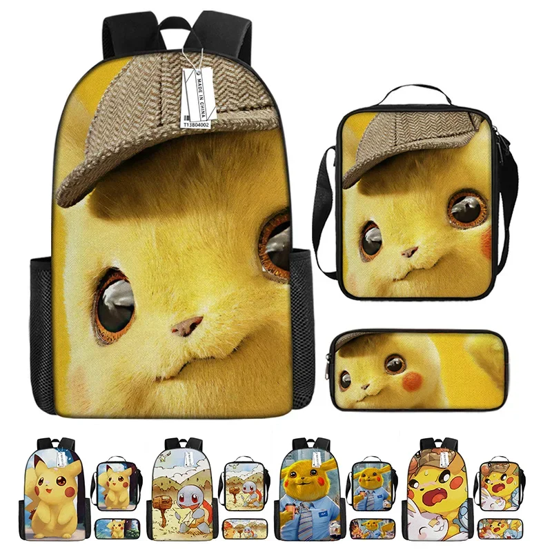 

16-дюймовый рюкзак с принтом покемона из аниме, крутой рисунок, Детский рюкзак для школы, повседневные сумки для книг, рюкзак, детская школьная сумка, подарок для детей