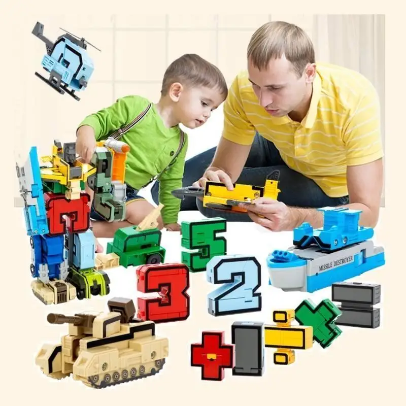 

DIY Creative Education Blocks Assembling Action Figure Transformation Number Deformation Robot Toy for Children Gift Cute