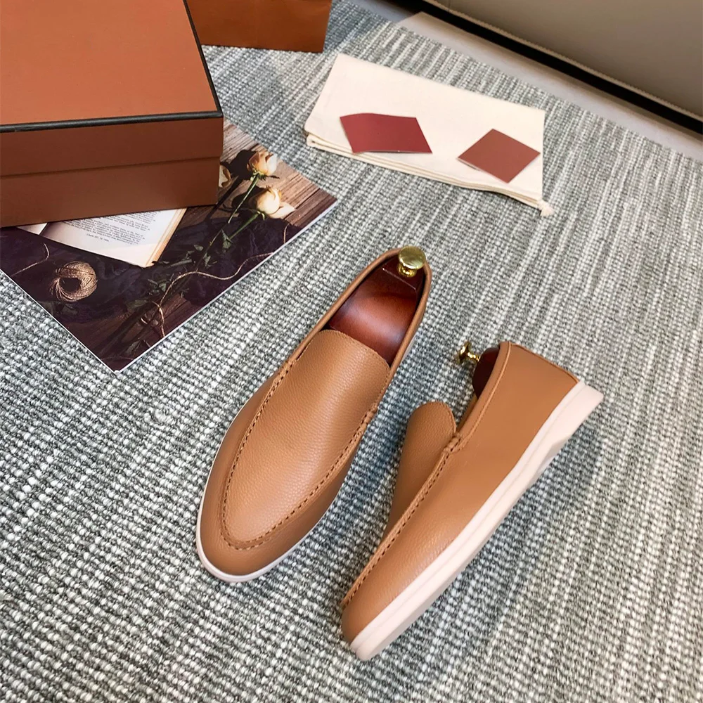 Women's casual shoes, men's real leather shoes, 2023 summer fashion and leisure luxury brand designer, leather women's casual sh