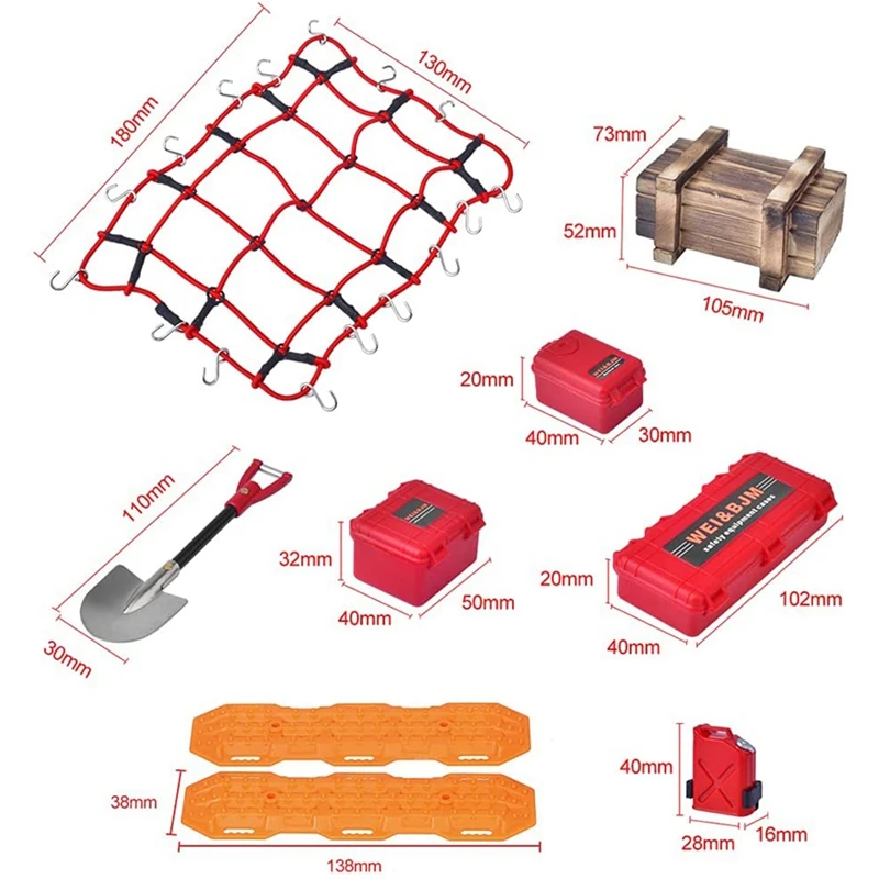 Украшение на крышу 9 в 1 контейнер для хранения багажа чистая Лопата 1/10 RC