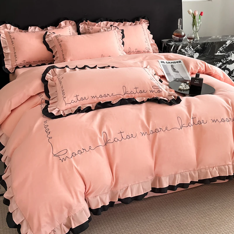 Французский слей роскошный двухслойный кружевной пододеяльник с тяжелой