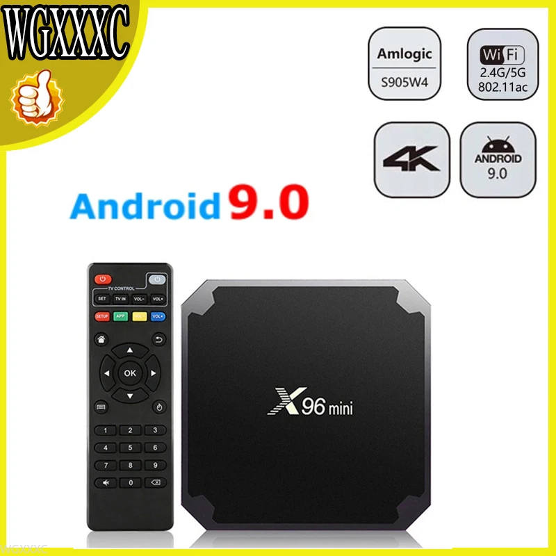 

ТВ-приставка X96 mini на Android 9,0, приставка смарт-ТВ с четырехъядерным процессором Amlogic S905W, 2,4 ГГц, Wi-Fi + 8 Гб, 2 ГБ + 16 ГБ, HD Смарт медиаплеер