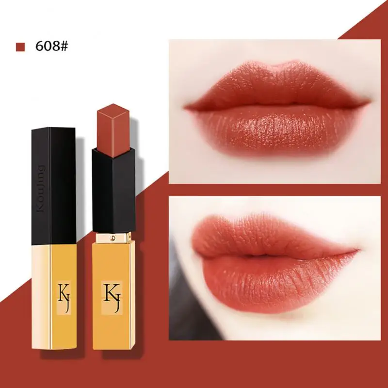 Тонкая матовая золотистая губная помада матовый квадратный блеск для губ