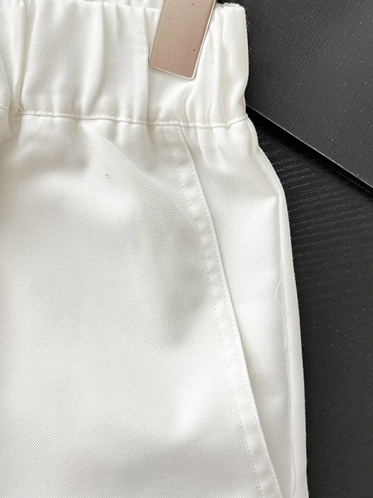 PAILETE Women 2023 fashion side pockets shorts vintage high elastic waist female short pants mujer