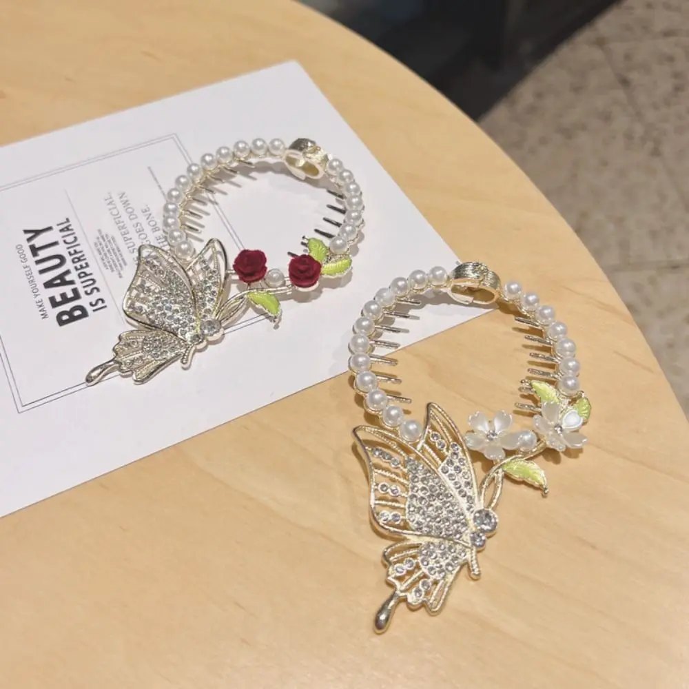 

Fixed Clip Elegant High Ponytail Fixed Clip Women Headwear Flower Hair Clip Korean Style Hair Clip Hair Fixer Plate Hair Buckle