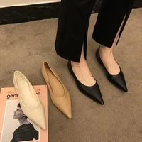 2022 new natural sheepskin shoes women shape design pointed toe daily low heels elegant office ladies flat shoes zapatos