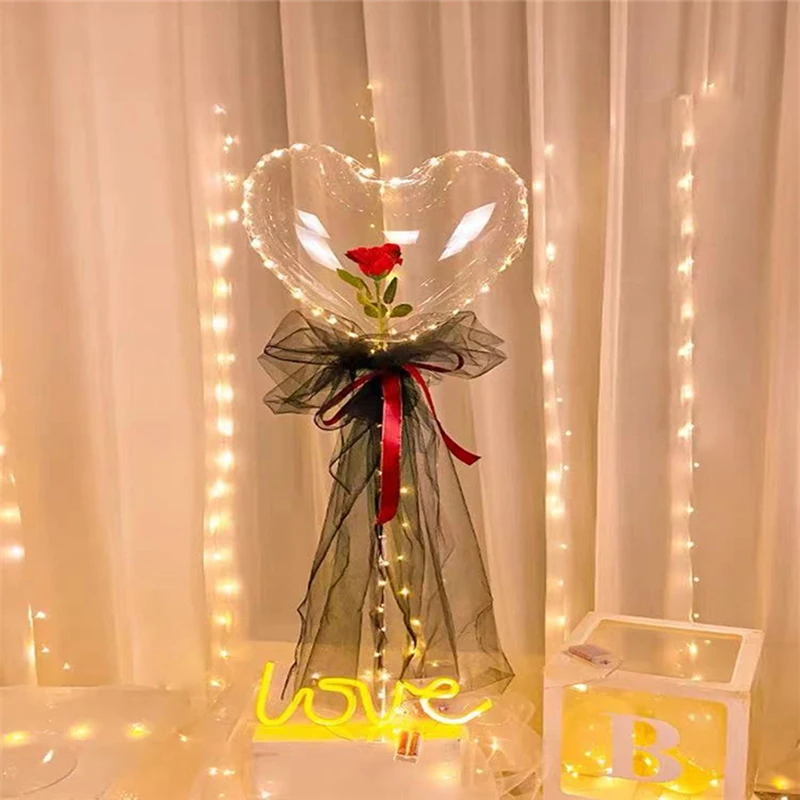 

Led Light Rose Flower Balloons Birthday Wedding Decoration Flower Bobo Balls