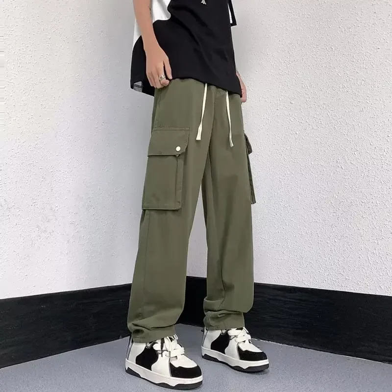 Мужские летние тонкие свободные брюки прямого кроя в японском стиле модные