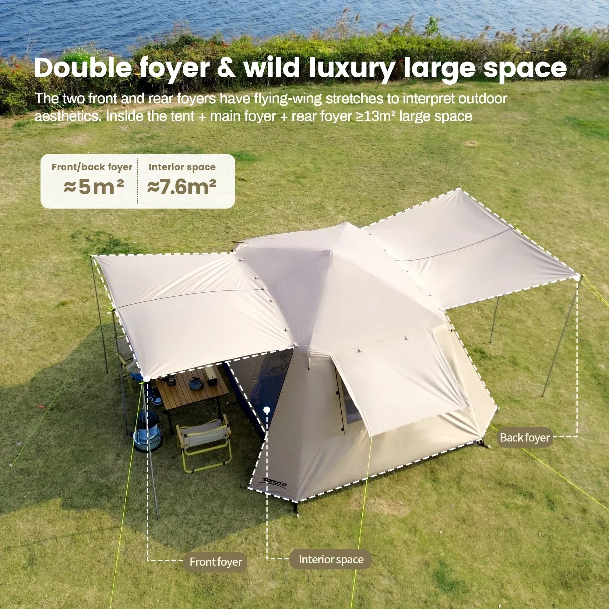 Автоматическая водонепроницаемая семейная палатка-брезент Sonuto 6 человек