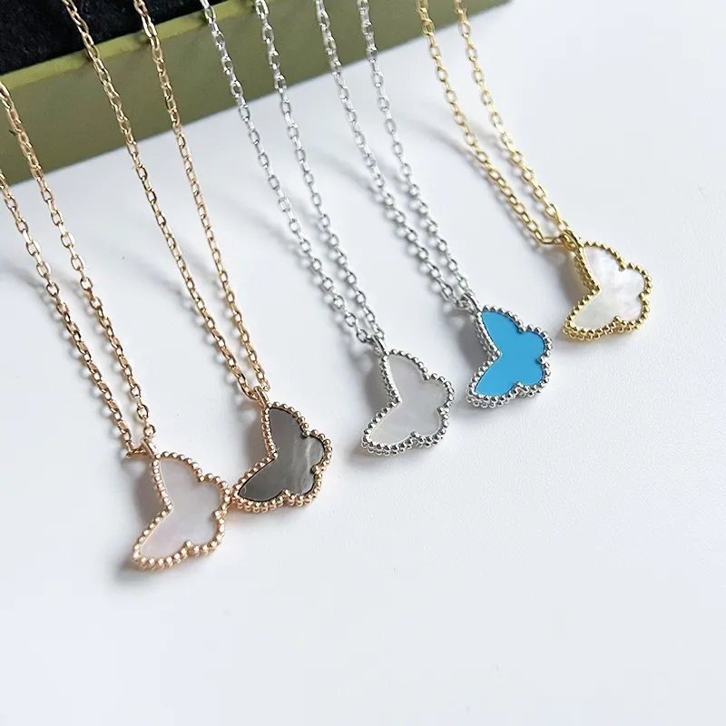 

bebe Sterling Silver Mini White Fritillary Butterfly Shell Pendant Women Turquoise Necklace Fashion Luxury Brand Quality Jewelry