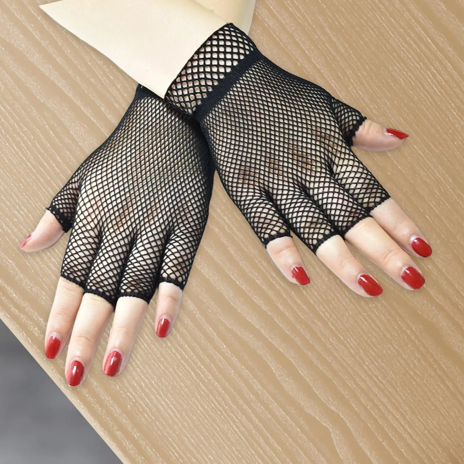 

Black Fish Net Gloves Womens Fingerless Gloves Girls Dance Gothic Punk Rock Costume Fancy Gloves