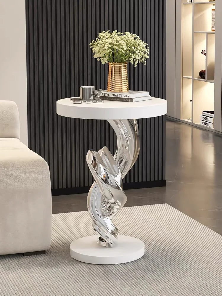 Круглый комбинированный журнальный столик с 2 столешницами дизайн в