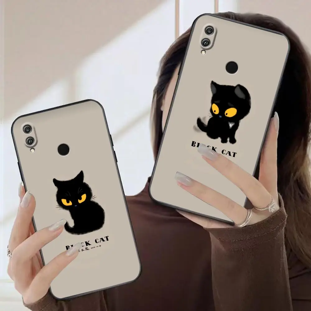 

Case For HUAWEI Honor 9X 9 9I 8 8X 8C Max 7 6 6C 6X 5A 50 20 10 10I NOTE 10 Lite PLAY Pro Case Capa Cartoon Little Black Cat