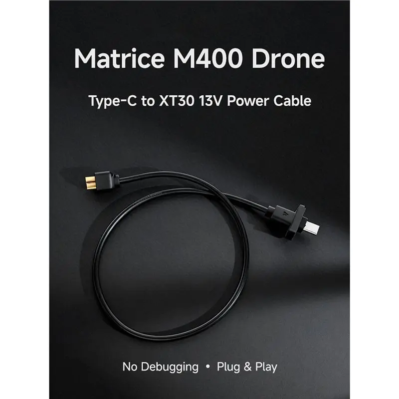 Фото Кабель питания Plug&Play 13В для дрона DJI Matrice M400 - Type-C на XT30, поддерживает последовательный порт OSDK E-Port, длина 45 см. №2
