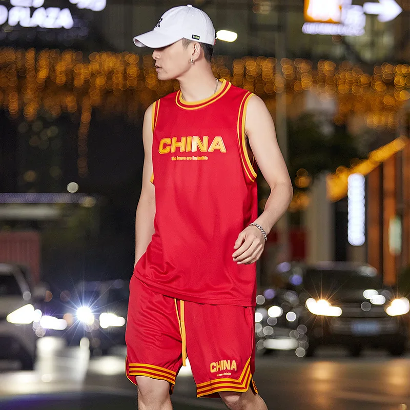 

Sleeveless Vest Sports Suit Men's Summer New Fashion Brand Casual Shorts round Neck Printed Fashion Business Attire Two-Piece Su