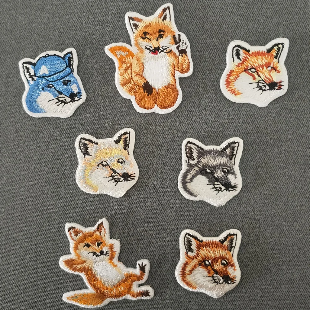 

7/10Pcs Rowling Chic Fox Head Ironing Brand Embroidered Patches For on Clothing T Shirt Thermo adhesive DIY Badge Stickers decor