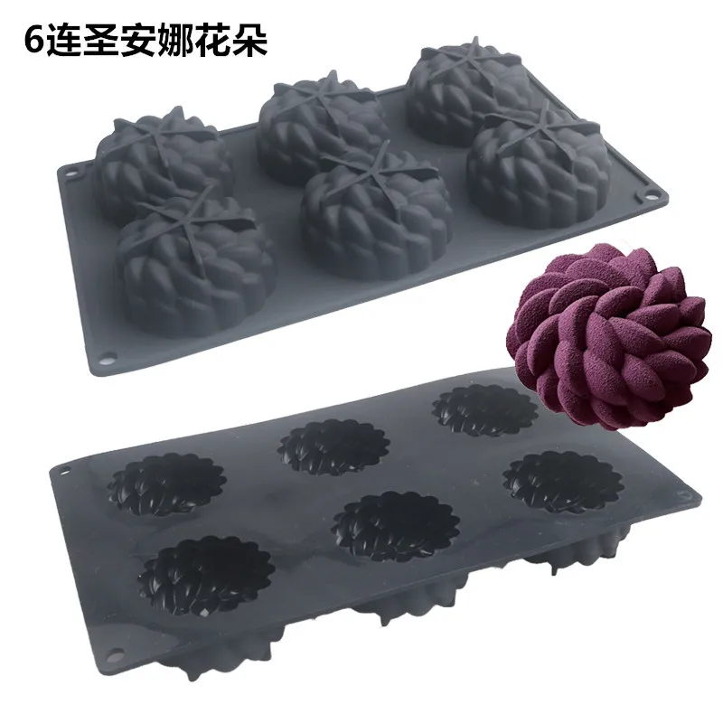 

Santa Ana flower cake mold with sandblasted mousse mold French dessert silicone mold