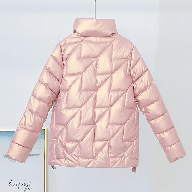 2022 Winter Parkas Cotton-padded Clothes Women's Korean Fashion Short Casual Loose Long Sleeve  Japaness Kawaii Pink  Fairycore