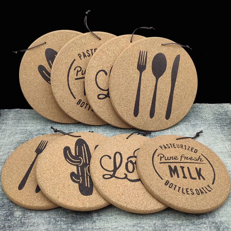 

19cm Cork Coasters Round Edge,Bar Absorbent Thick Plain Heat Resistant Reusable Saucers for Cold Drinks Wine Glasses Cups Mugs