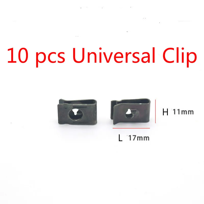 

100pc Universal Clip Fit Motorcycle Ebike Vehicle Moped ATV Plastic Fitting Mounted Screw Self-tapping Buckle Iron Clamps 11x17