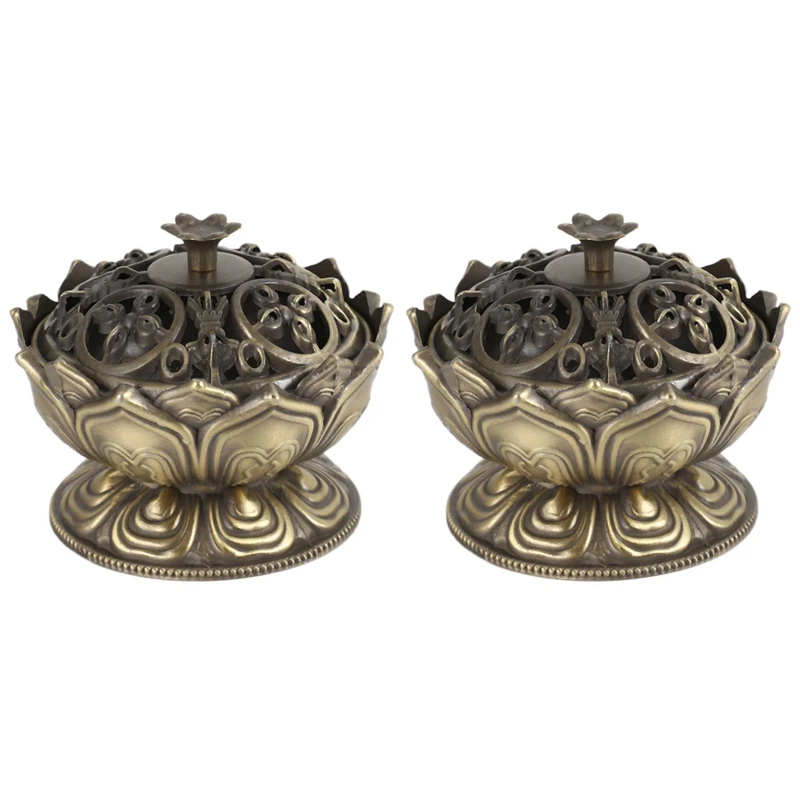 

2X Buddha Incense Burner Lotus Flower Incense Holder Handmade Censer For Buddhist Home Office Decoration