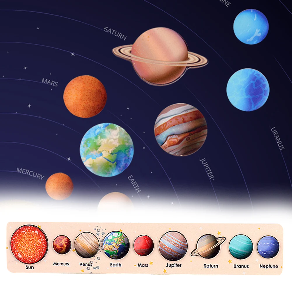 

Деревянная Планетарная головоломка, обучающая сочетающаяся пластина, соответствующая форма, игрушка для детей, раннее образование, домашн...