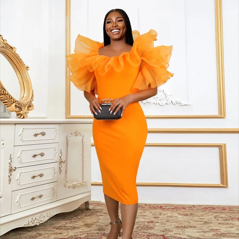 

Летняя осенняя одежда в африканском стиле, платье с коротким рукавом, африканские платья для женщин, сексуальное прозрачное облегающее пла...