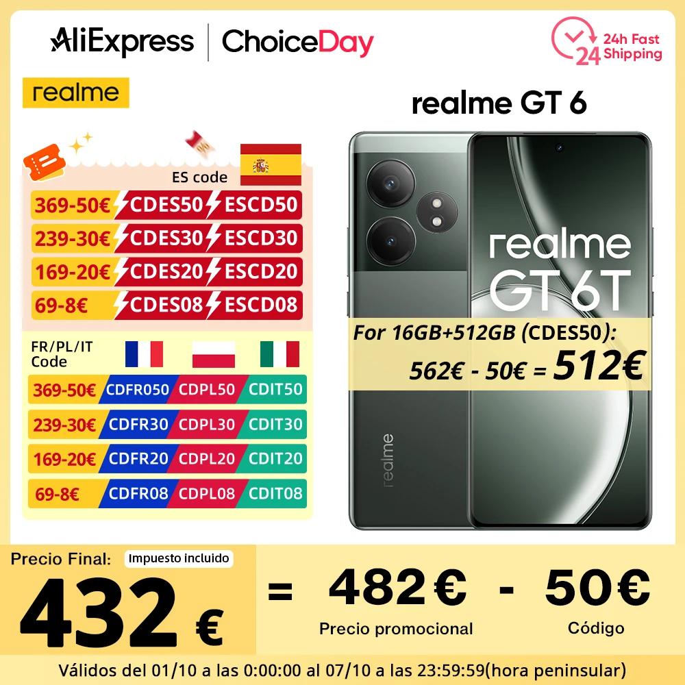 Глобальная версия смартфона Realme GT 6 GT6 5G 78 дюйма 120 Гц Snapdragon 8s Gen 3 Вт SUPERVOOC Charge 5500 мАч