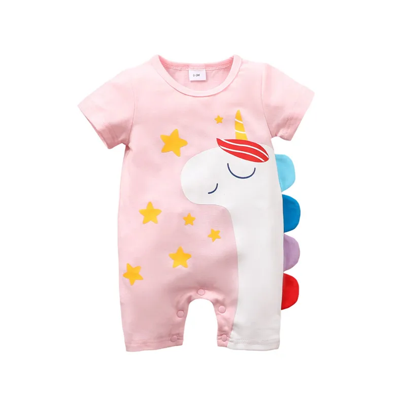

Toddler Baby Summer Romper Cartoon Print Short Sleeve Crew Neck Jumpsuit Shorts